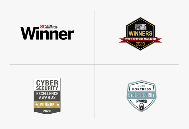Logo-Group From left to right, 2020 Best Enterprise Security, 2020 Identity Access and Management Winner, 2020 Best Privileged access Security, 2020 Privilege Access Management Winner
