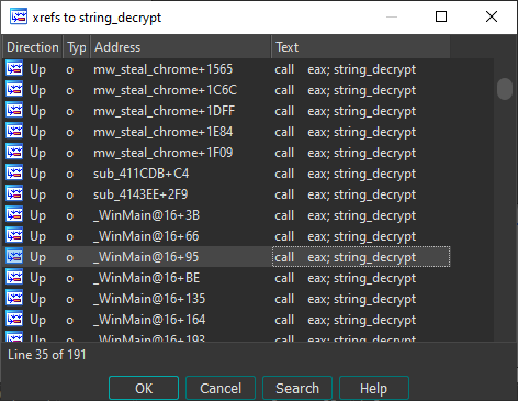 Figure 10: References for string_decrypt function