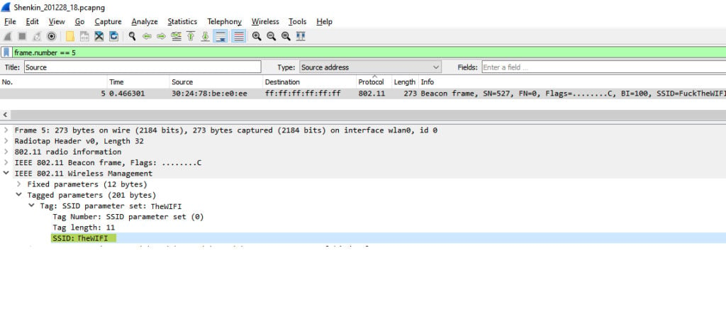 Figure 4 - SSID from a beacon