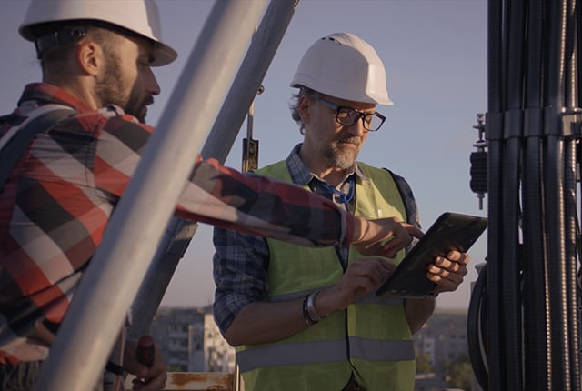 Engineers working on 5g antenna