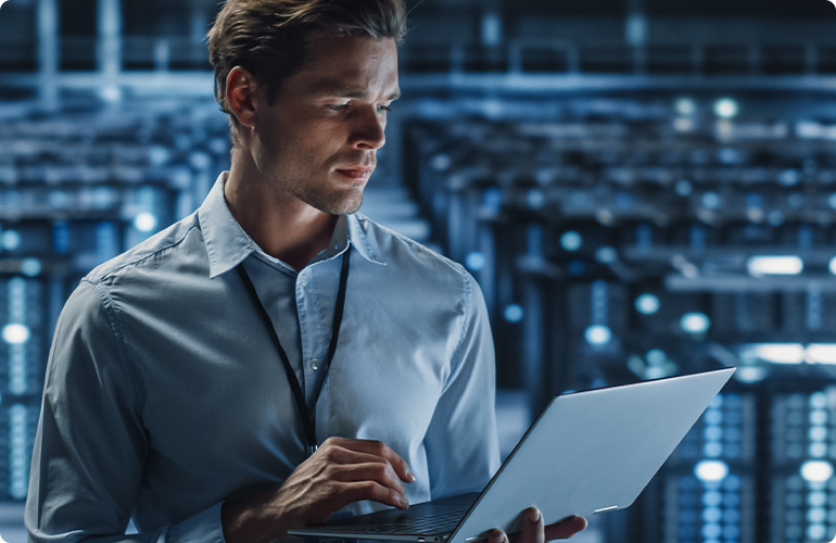 Man holding a laptop