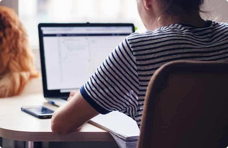 woman using a laptop