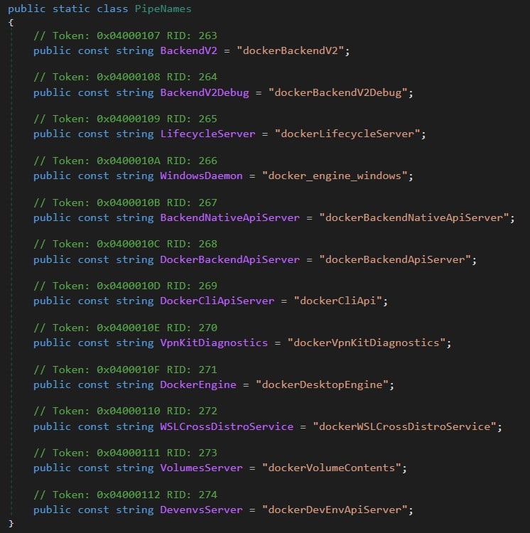 Class PipeNames from Docker.Core.dll