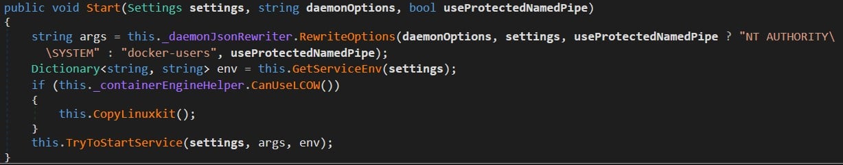 Figure 2 - Start API function.