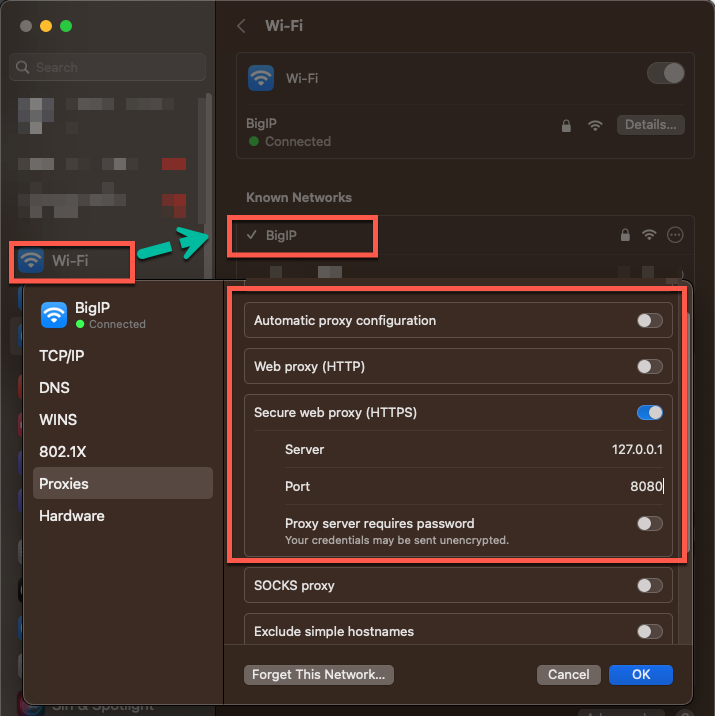 Configuration of proxy