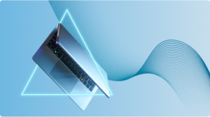 Laptop-blue background