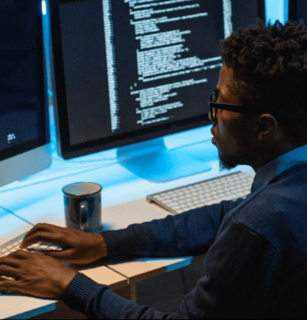 Man at computer desk