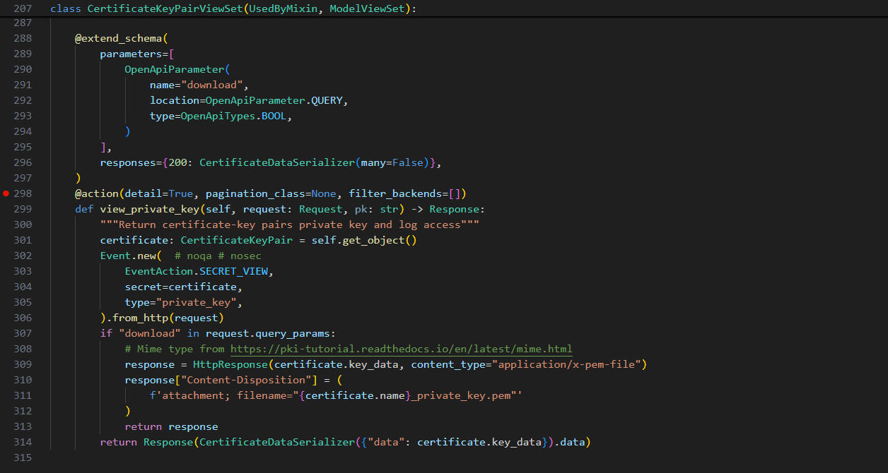 Authentik view_private_key Source Code
