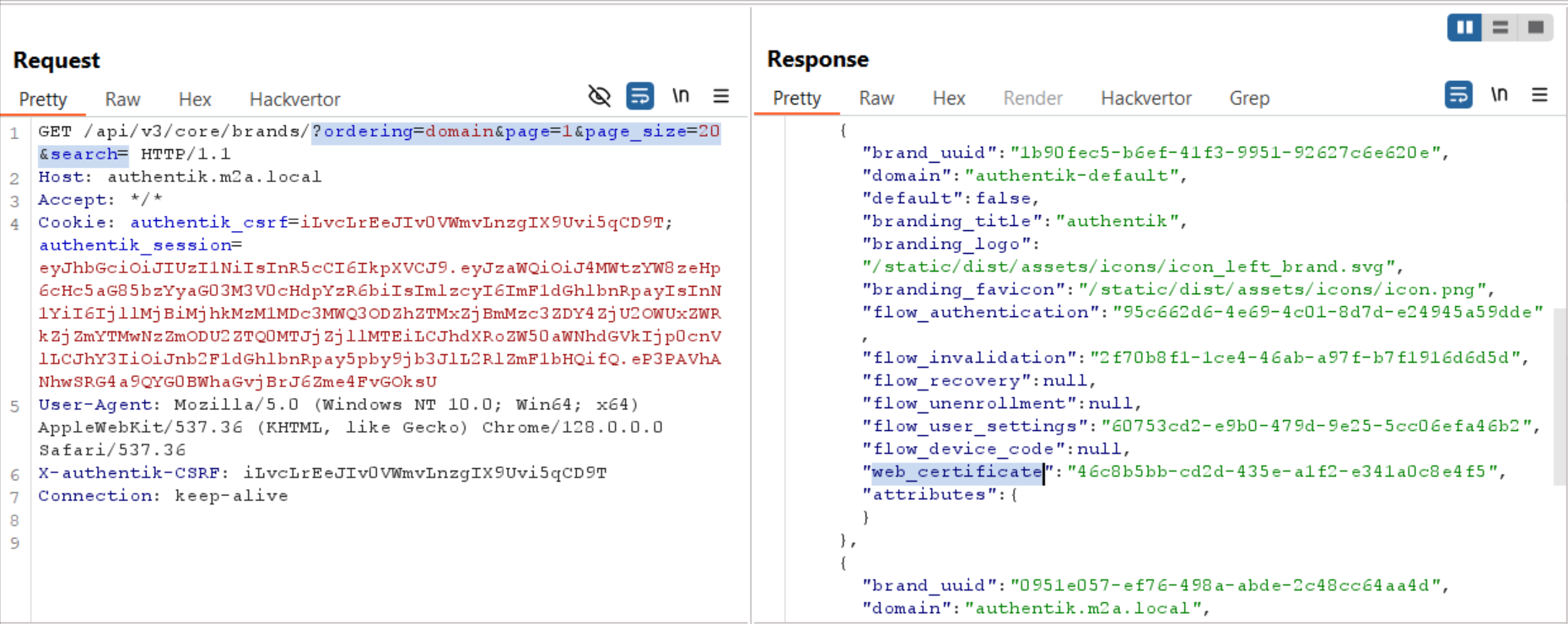 Brands API Returns the Certificate 