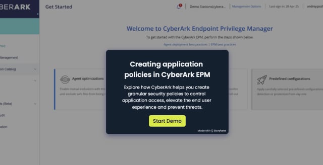 Screenshot of application demo