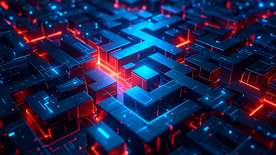 Graphic of computer shaped maze