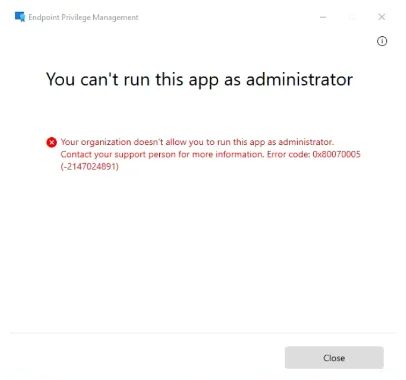 Dialog shown when request fails