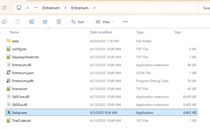 Unzipped Entrarium folder